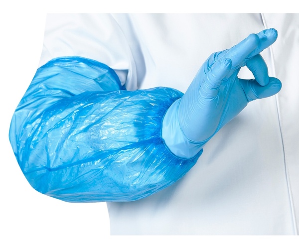 Нарукавники ПНД 12 мкм голубые, белые