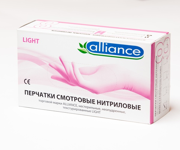 Перчатки нитриловые розовые 3.5 гр нестерильные, текстурированные, неопудренные